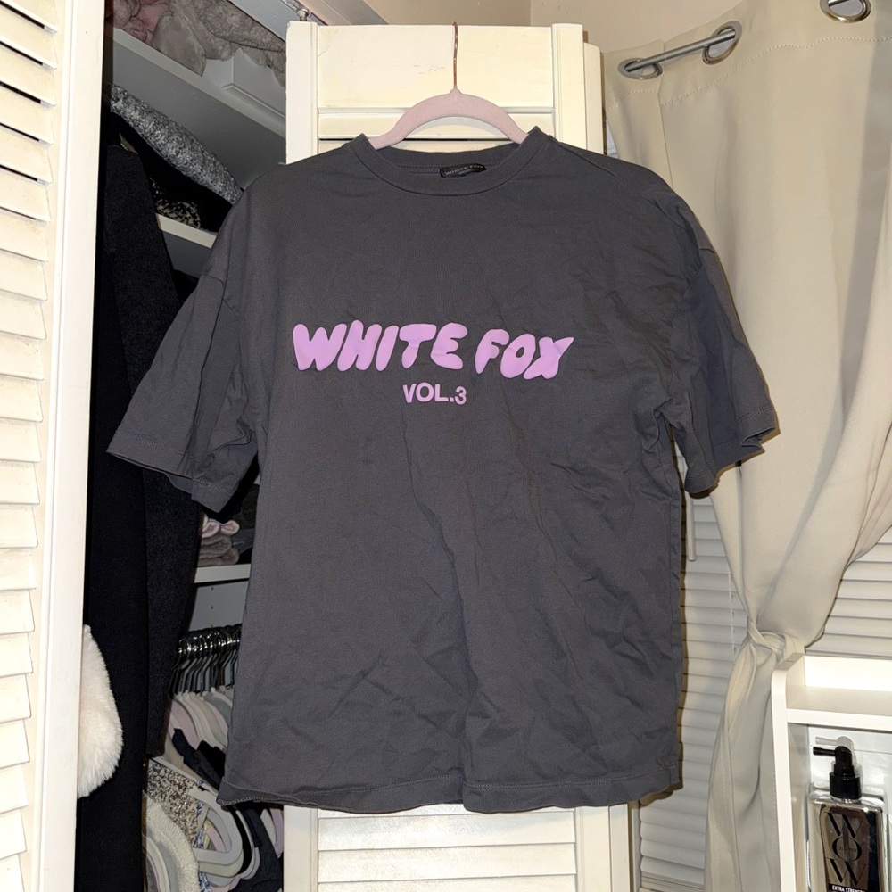 White Fox Tee in Purple & Gray